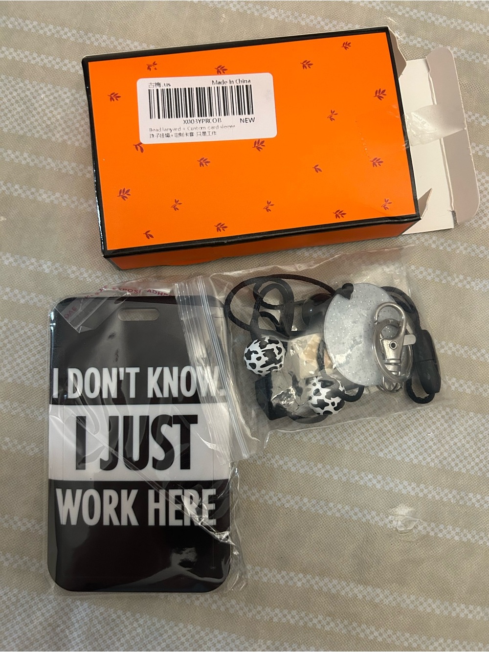 Novelty Badge Holder with Lanyard and Orange Gift Box